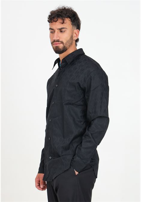 Camicia elegante nera da uomo con monogram all-over ARMANI EXCHANGE | 6DZCL1ZN5XZ1200